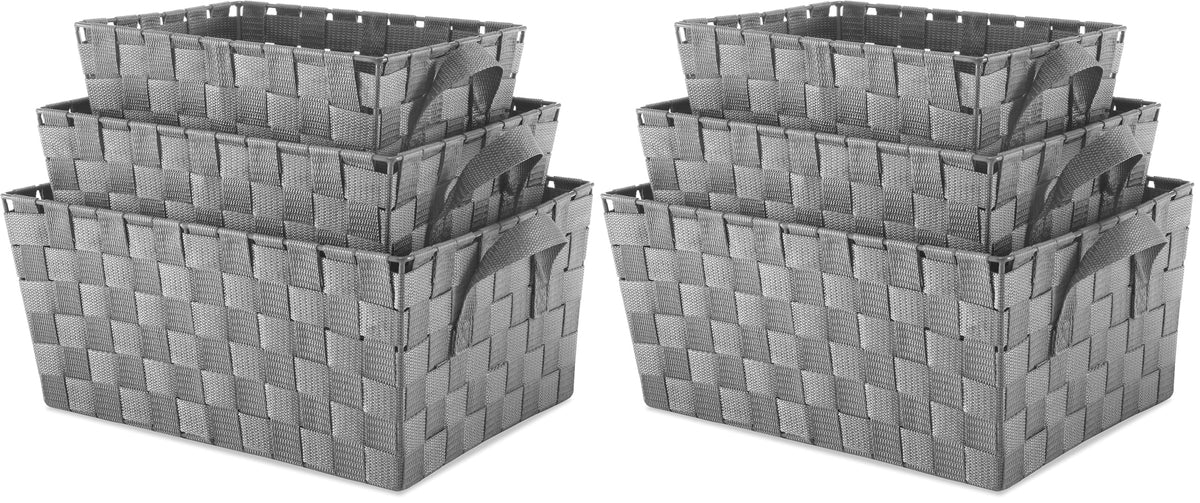 Whitmor Woven Strap Storage Baskets S/3-Gray