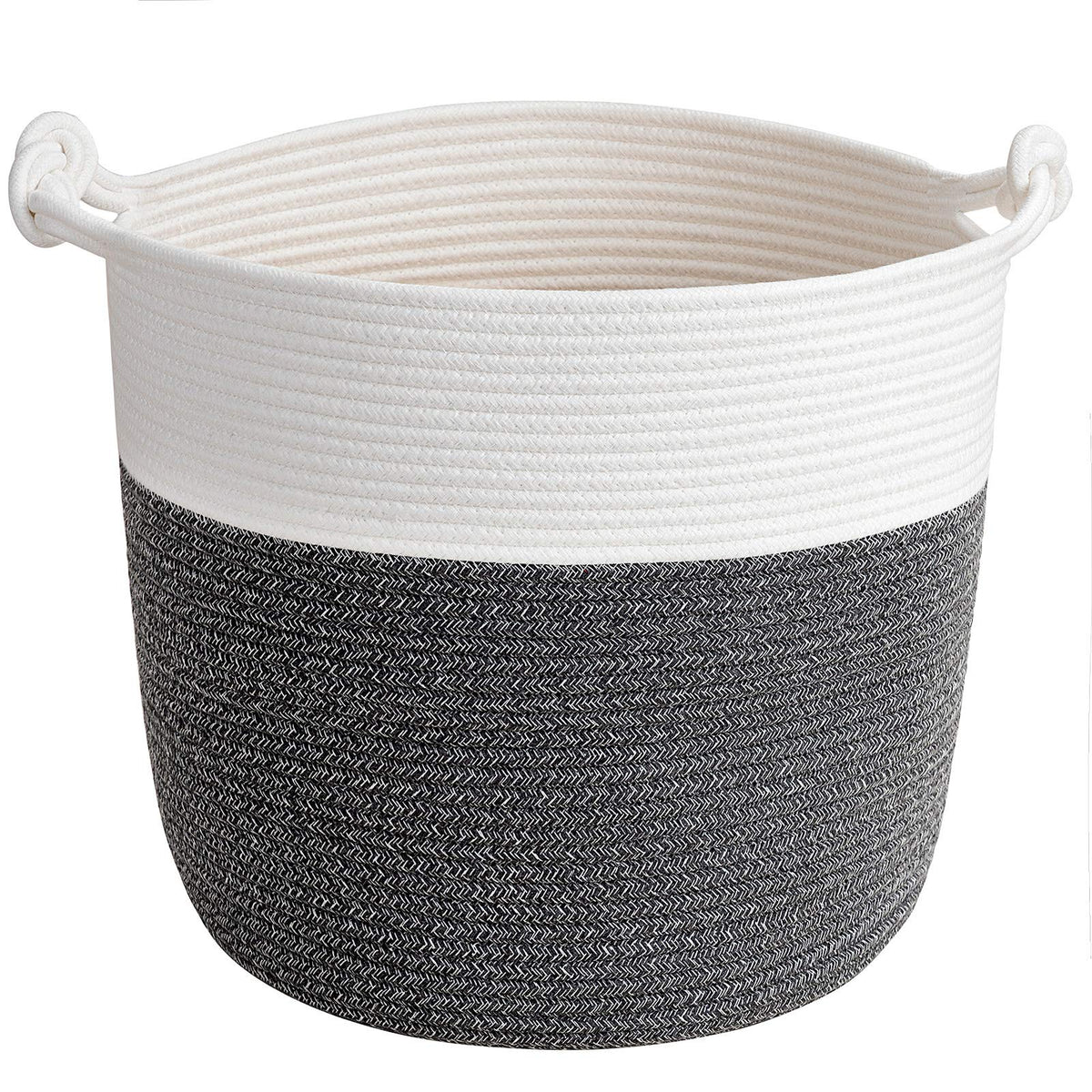 Goodpick Woven Rope Blanket Basket Living Room, 40L, Grey