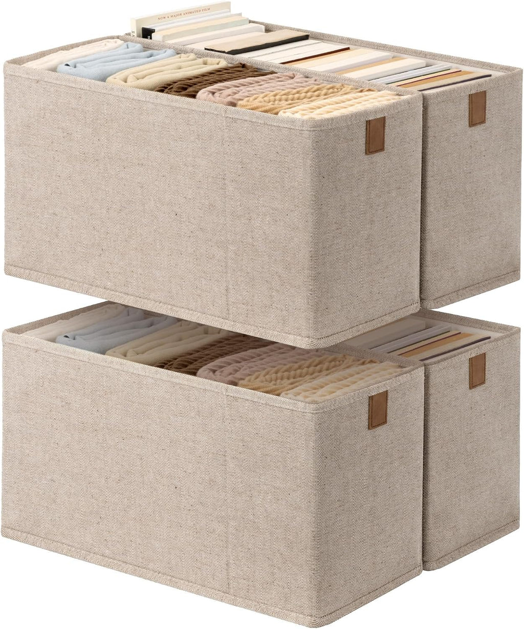 StorageWorks Narrow Closet Baskets, 6¼"Lx14¾Wx8¼H, 4-Pack, Brown&Beige