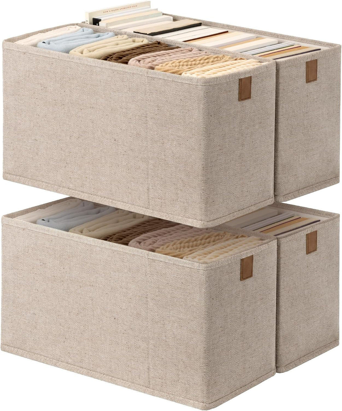 StorageWorks Narrow Closet Baskets, 6¼"Lx14¾Wx8¼H, 4-Pack, Brown&Beige