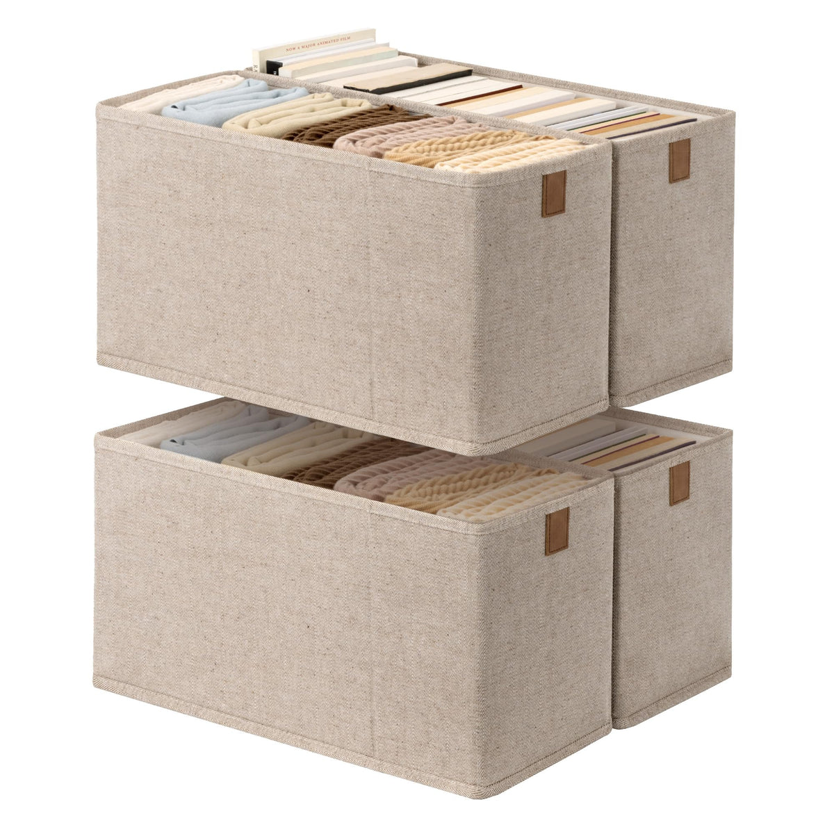 StorageWorks Narrow Closet Baskets, 6¼"Lx14¾Wx8¼H, 4-Pack, Brown&Beige