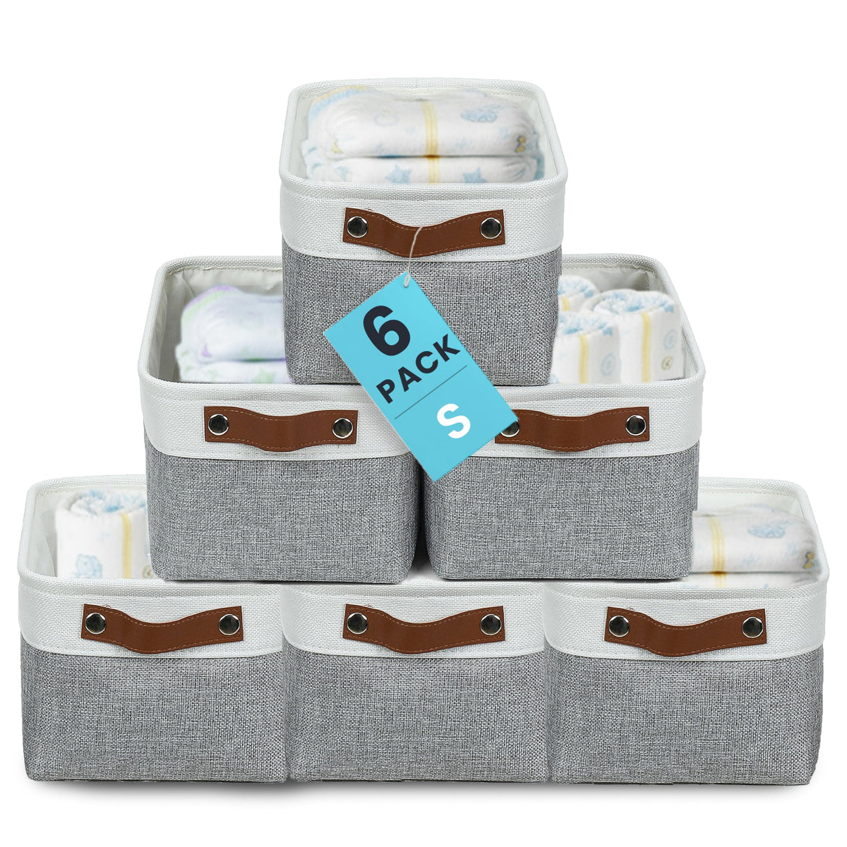 OrganiHaus 16x12.5in Storage Baskets, 3 Pack - Fabric Bins for Shelves