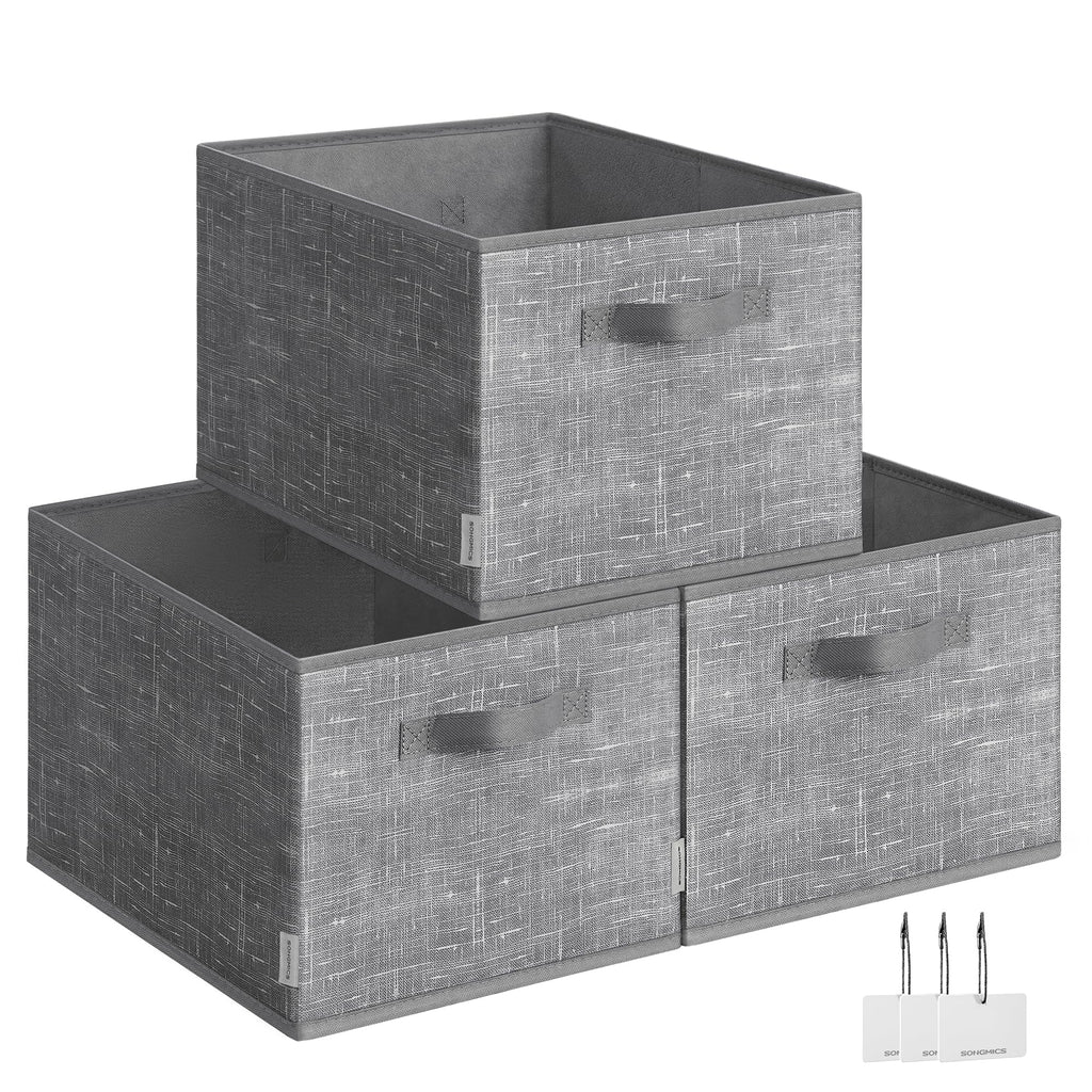 SONGMICS Storage Baskets, Set of 6, Foldable Closet Organizer for Shelves