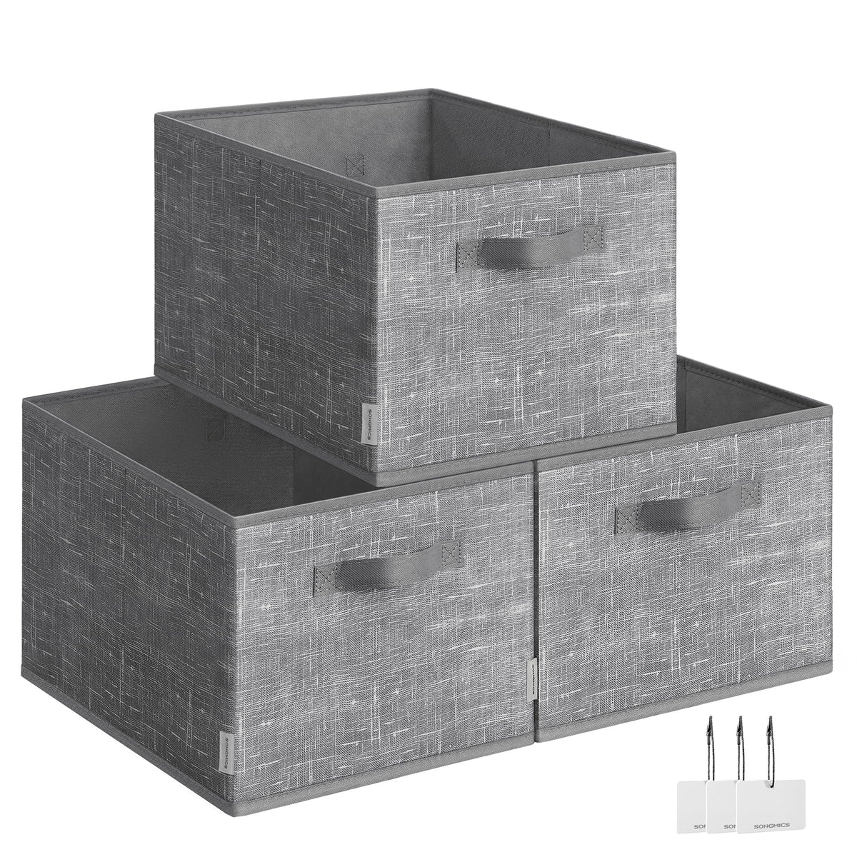 SONGMICS Storage Baskets, Set of 6, Foldable Closet Organizer for Shelves