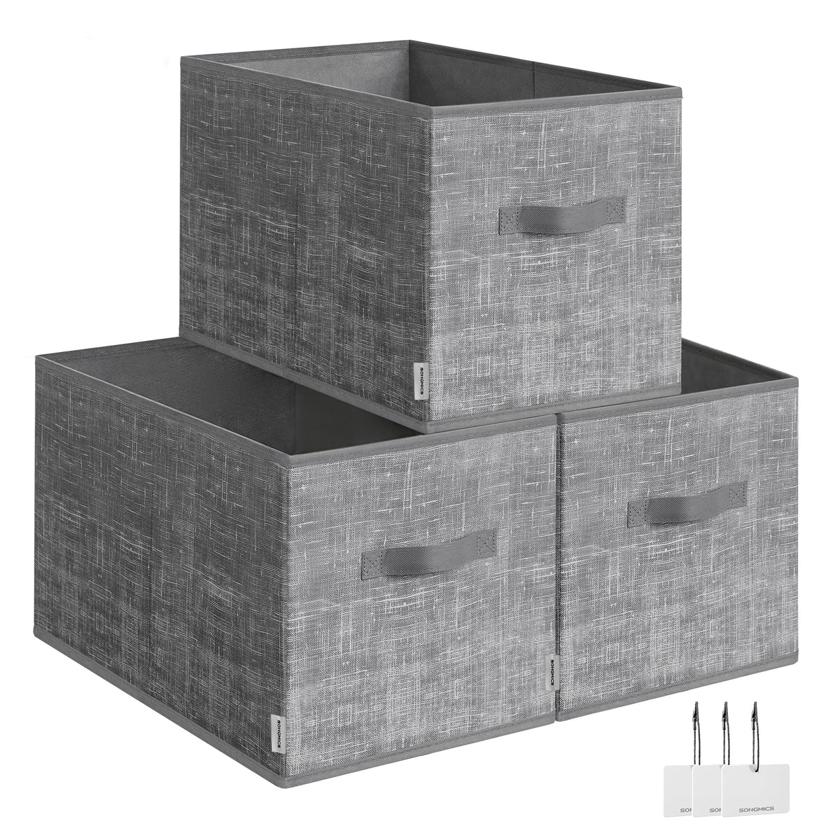 SONGMICS Storage Baskets, Set of 6, Foldable Closet Organizer for Shelves