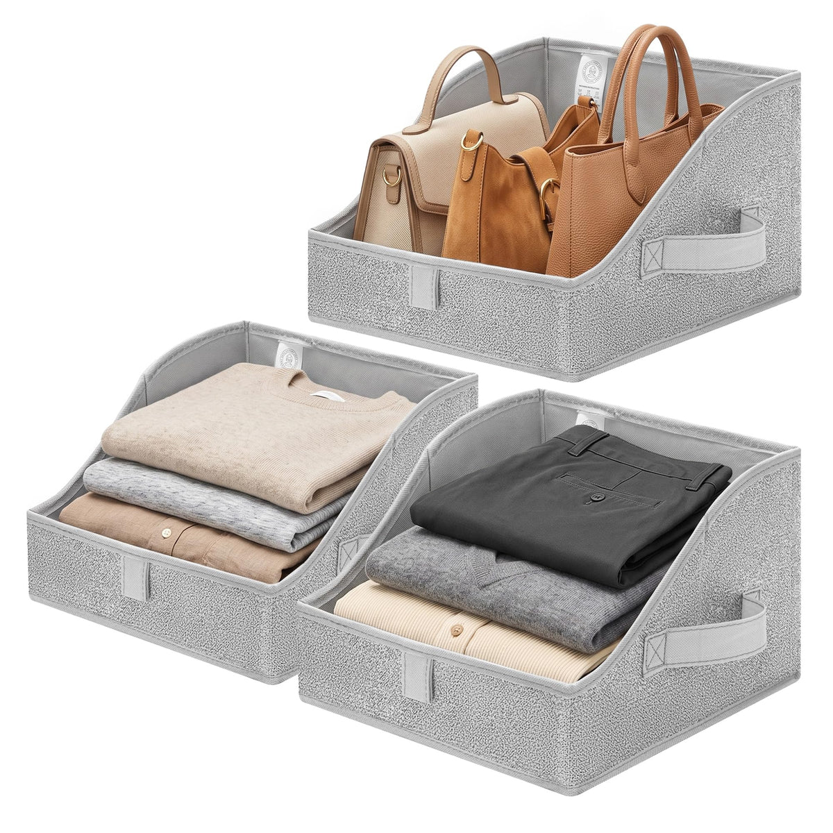 GRANNY SAYS Purse Organizer for Closet, Large, Gray, 3-Pack