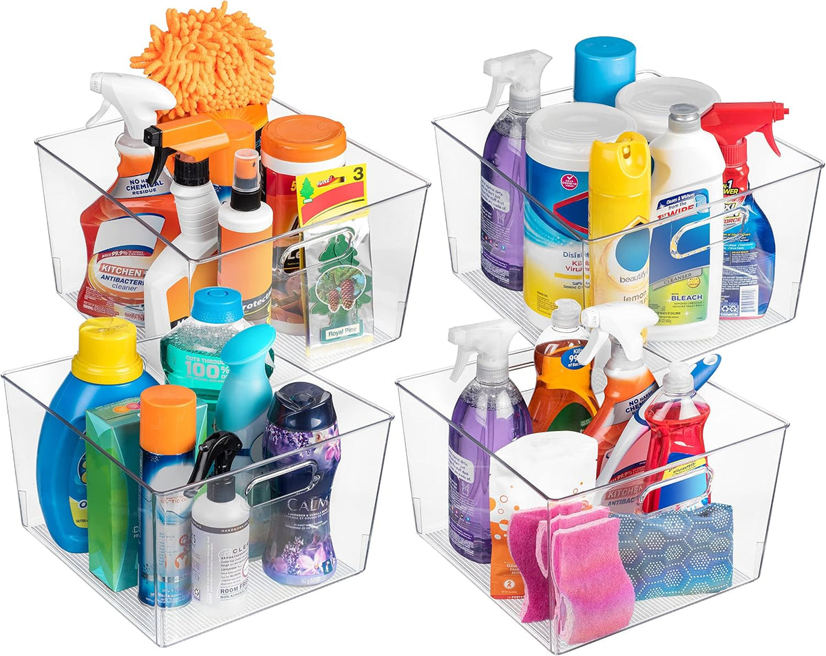 ClearSpace Clear Plastic Storage Bins for Kitchen, Fridge, Pantry, 4 Pack