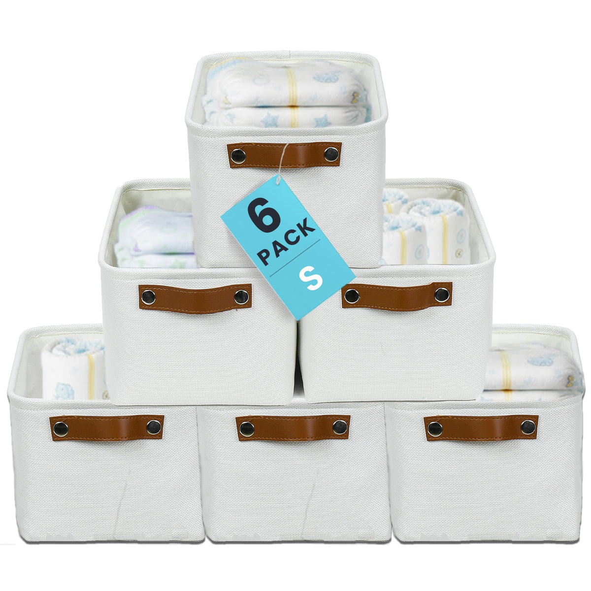 OrganiHaus 16x12.5in Storage Baskets, 3 Pack - Fabric Bins for Shelves