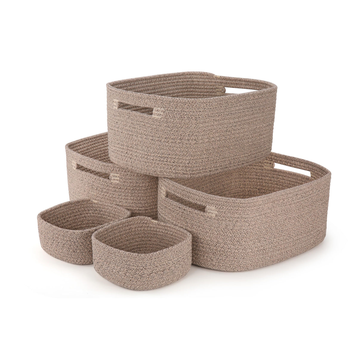 5 Pack Storage Baskets for Shelves, 17"x13"x7.5" & 7"x7"x3.5"