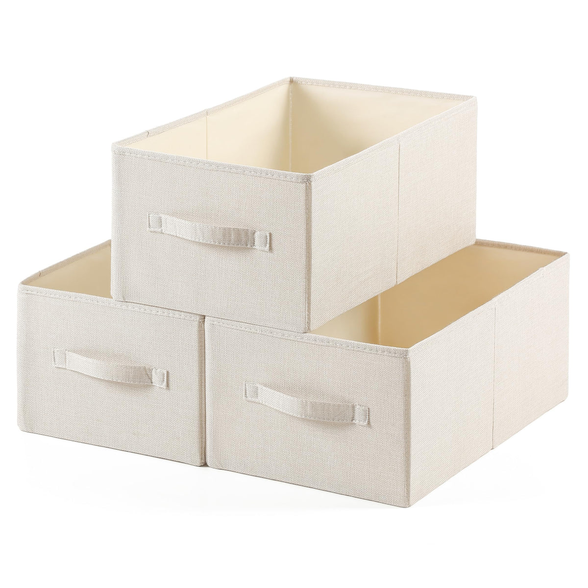 Linen Folding Storage Bins, 3 Pack Large Storage Baskets, Washable, Clothing Storage Bins with Handle, Closet Organizer for Storage Sweater,Sheets(dark grey, 18½"x11 x8½)