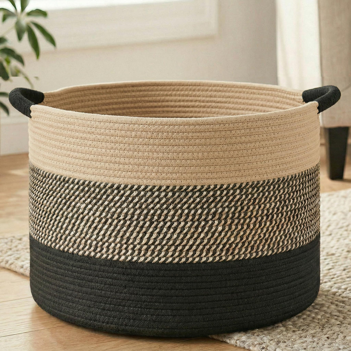 Artfeel 70L Large Cotton Rope Basket, Decorative Woven Blanket Storage for Living Room, Boho Toy Storage & Toy Box for Kids, Versatile Laundry Basket & Nursery Hamper for Blankets(Brown)