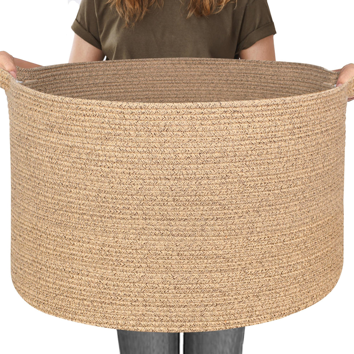 MEGASKET Large Black Blanket Basket, 22" X 22" X 14" Woven Rope Bin for Storage, Kids Dog Toy Storage Box Organizer Bins, Blanket Holder for Living Room, Decorative Wicker Basket for Organizing