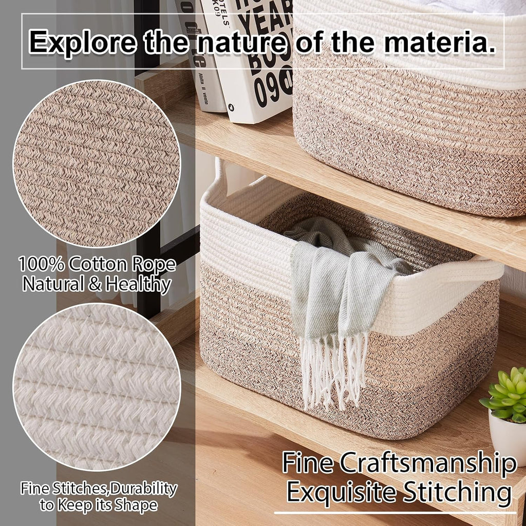 OIAHOMY Cotton Rope Storage Baskets for Organizing Gradient Yellow 3-Pack