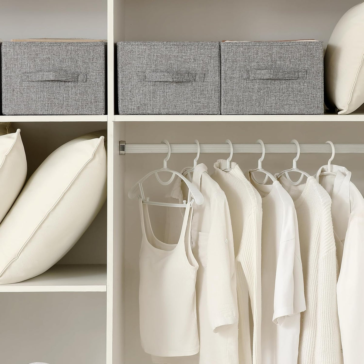 Linen Folding Storage Bins, 3 Pack Large Storage Baskets, Washable, Clothing Storage Bins with Handle, Closet Organizer for Storage Sweater,Sheets(dark grey, 18½"x11 x8½)