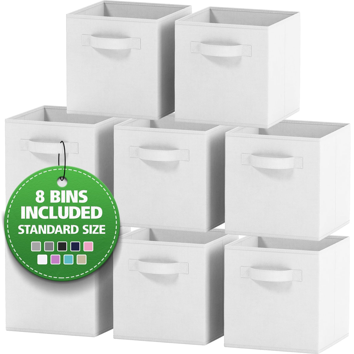Storage Cubes Pack Of 8 - Standard Size Cube Storage Bin 10.5x10.5x11 With Dual Handles For Easy Carrying- Fabric Storage Bins Collapsible (Black)