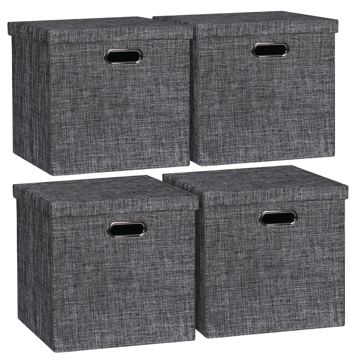 Posprica 3X Thicker Fabric Storage Cubes 13 inch Collapsible Storage Bins for Organization, Cubby Storage Baskets for Organizing Shelf Cabinet Bookcase Boxes, Set of 4, Coffee