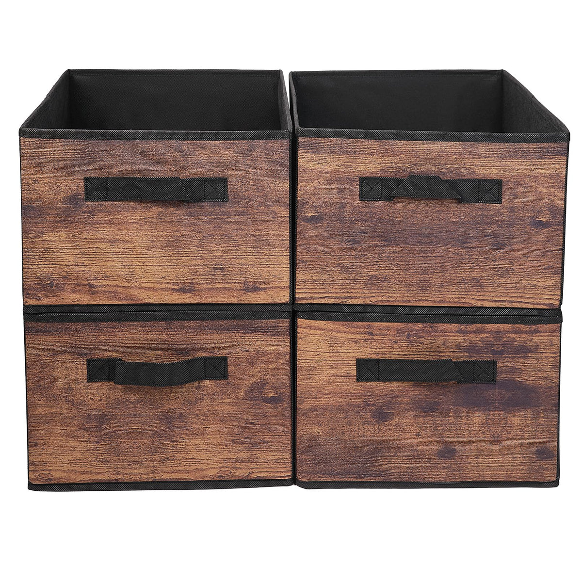 JAKAGO Fabric Storage Bins set of 4 Rectangle Storage Baskets with Handle Foldable Closet Organizer for Clothes Towel bedding Books Collapsible Clothing Container for Shelves Bedroom(Beige Low)