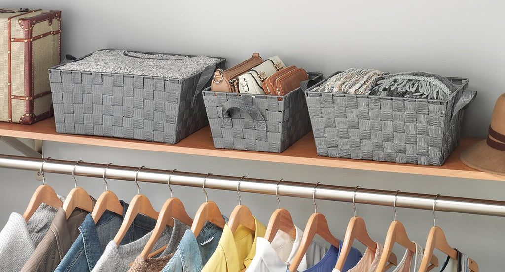 Whitmor Woven Strap Storage Baskets S/3-Gray