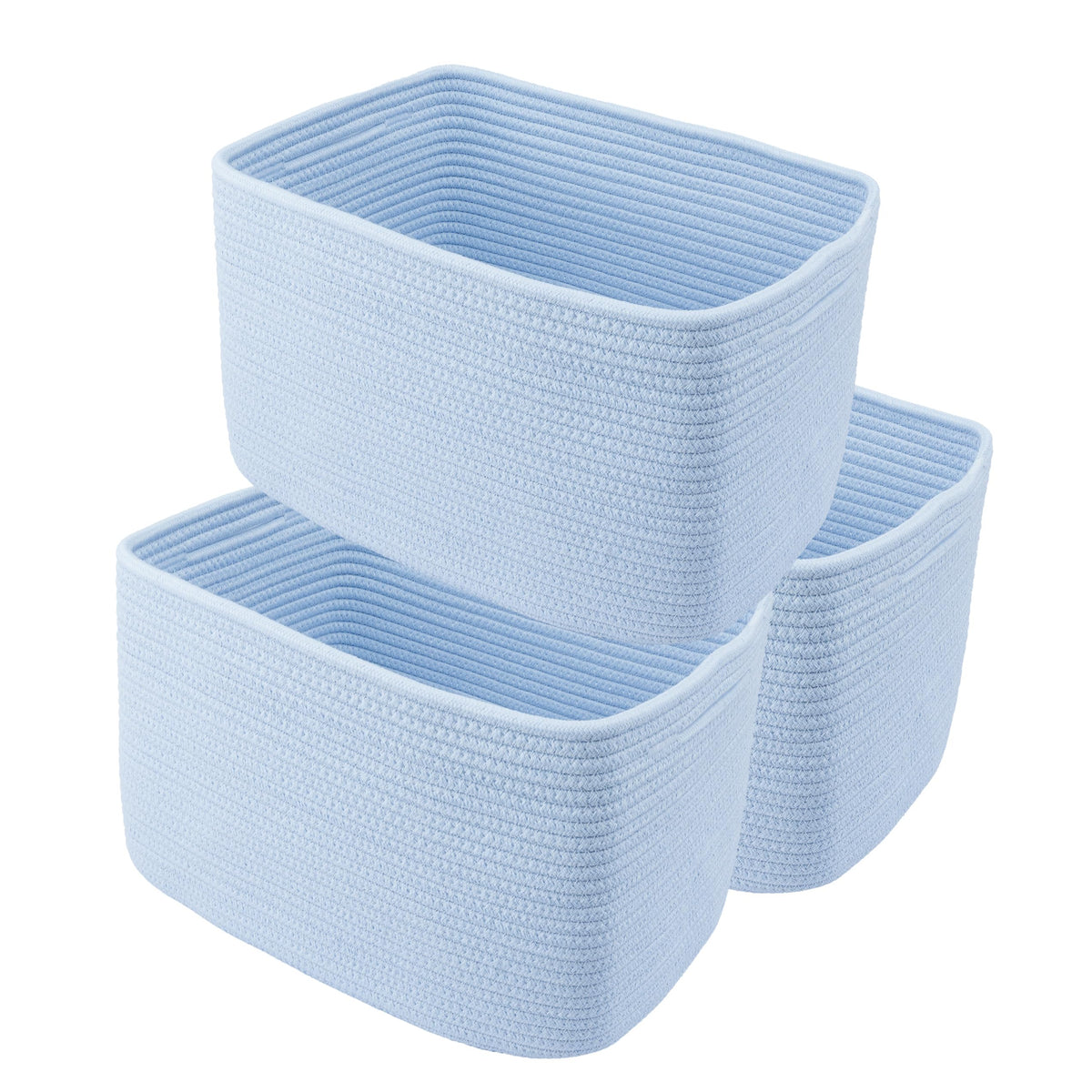 XUANGUO Woven Cotton Rope Storage Baskets 15x10x9.3" 3 Pack Dark Green