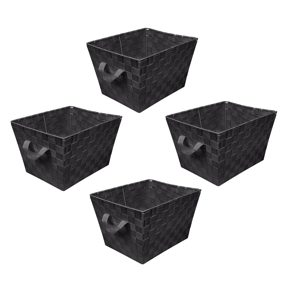 Simplify Medium Woven Strap Tote | Decorative Storage Basket | 2 Handles | Organization | Closet | Bedroom | Bathroom | Nursery | Accessories | Toys | Gifts | 1 Pack | Grey