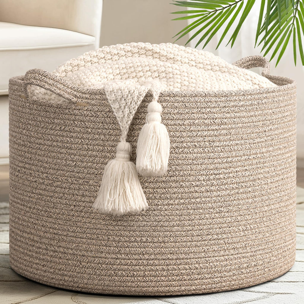 Goodpick Woven Rope Basket for Blankets Fit Nursery & Living Room, 45L