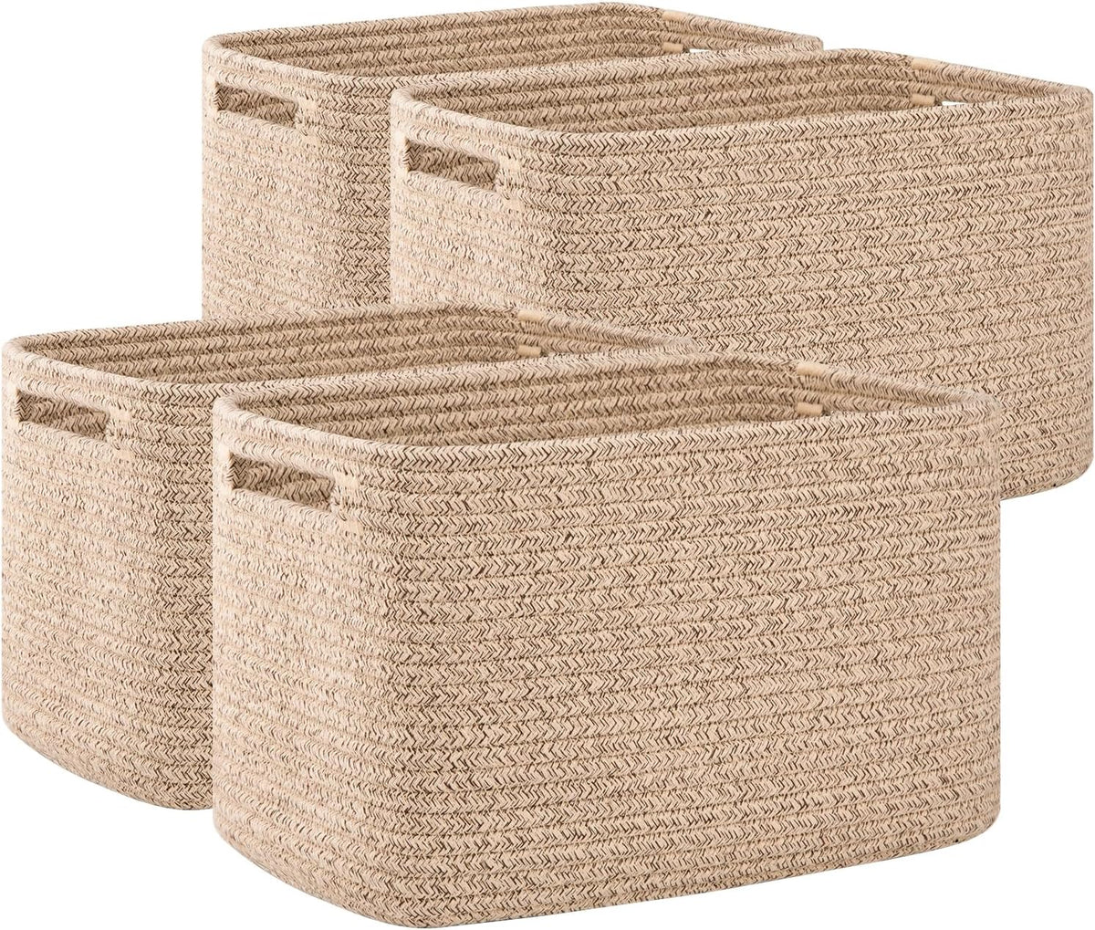 OIAHOMY 4 Pack Storage Baskets for Organizing 15L Cube Storage Bins Brown