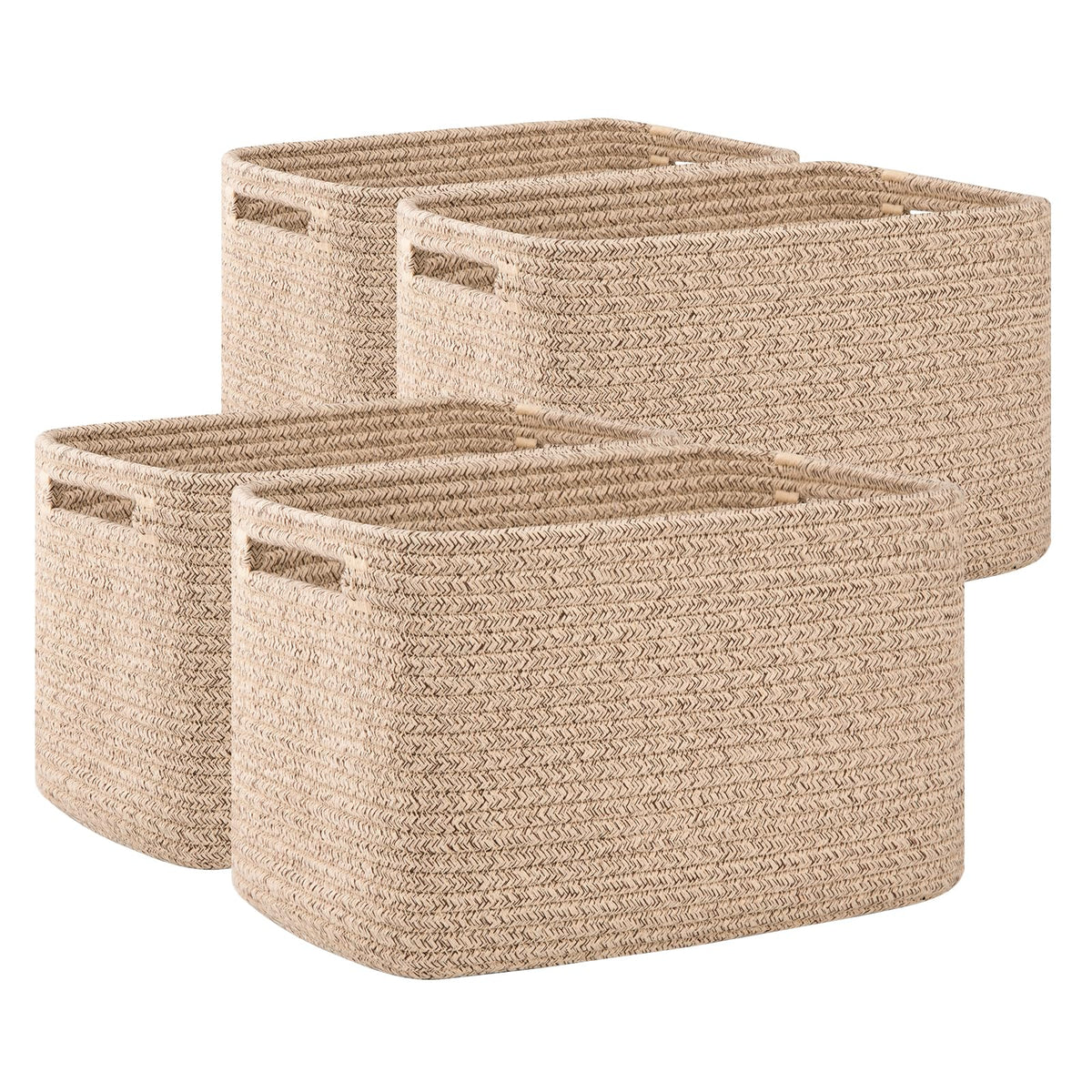 OIAHOMY 4 Pack Storage Baskets for Organizing 15L Cube Storage Bins Brown