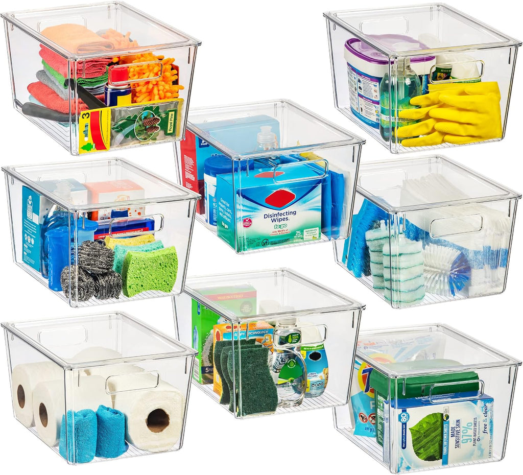 ClearSpace Storage Bin with Lid, Pantry & Desk Organizer, XL, 8 Pack