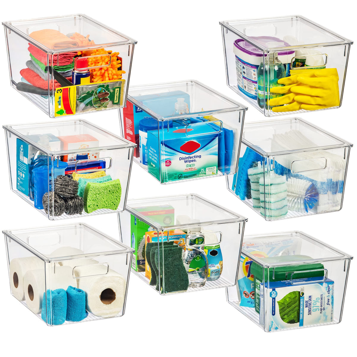 ClearSpace Storage Bin with Lid, Pantry & Desk Organizer, XL, 8 Pack
