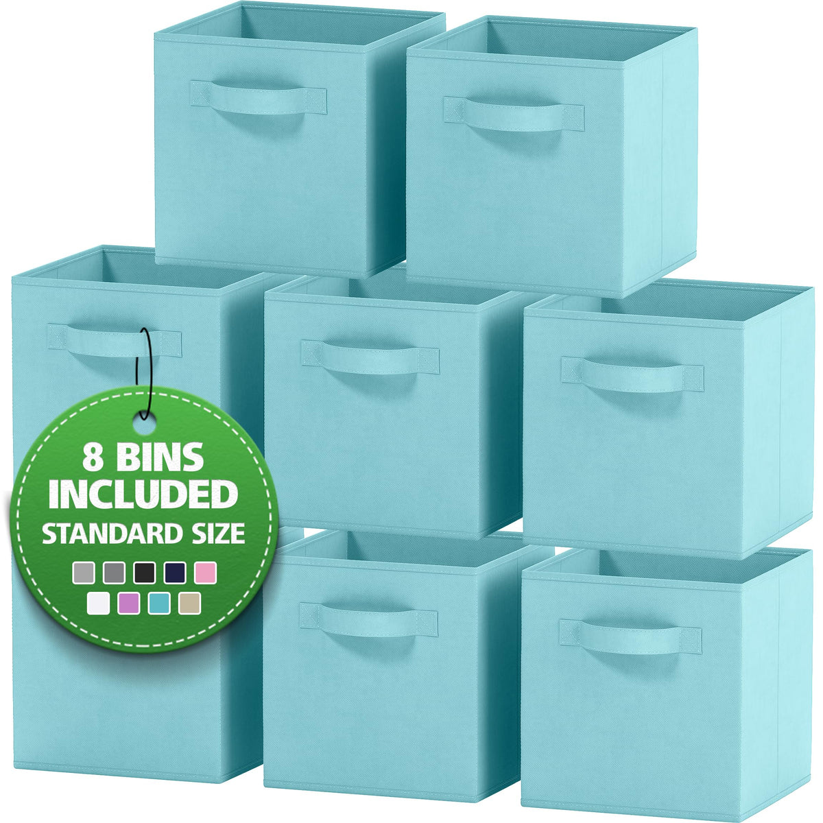 Storage Cubes Pack Of 8 - Standard Size Cube Storage Bin 10.5x10.5x11 With Dual Handles For Easy Carrying- Fabric Storage Bins Collapsible (Black)