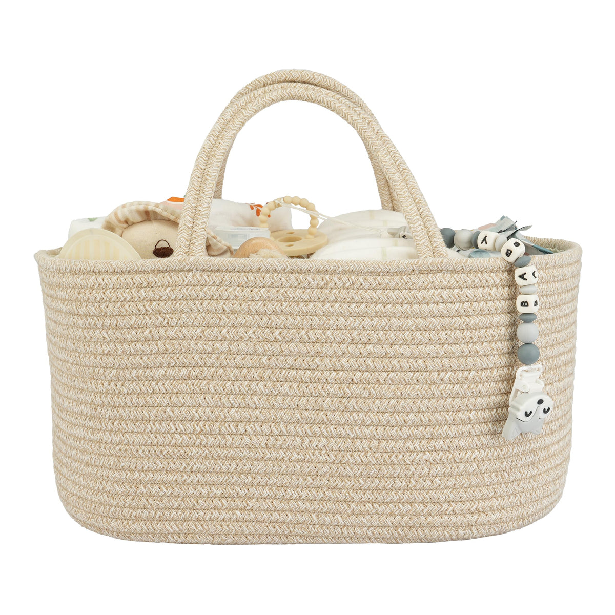 XUANGUO Cotton Rope Baby Diaper Caddy Organizer Basket Light Green