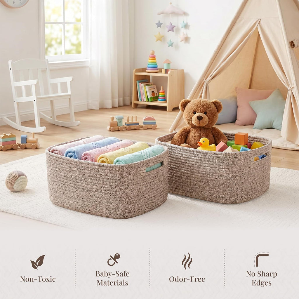5 Pack Storage Baskets for Shelves, 17"x13"x7.5" & 7"x7"x3.5"