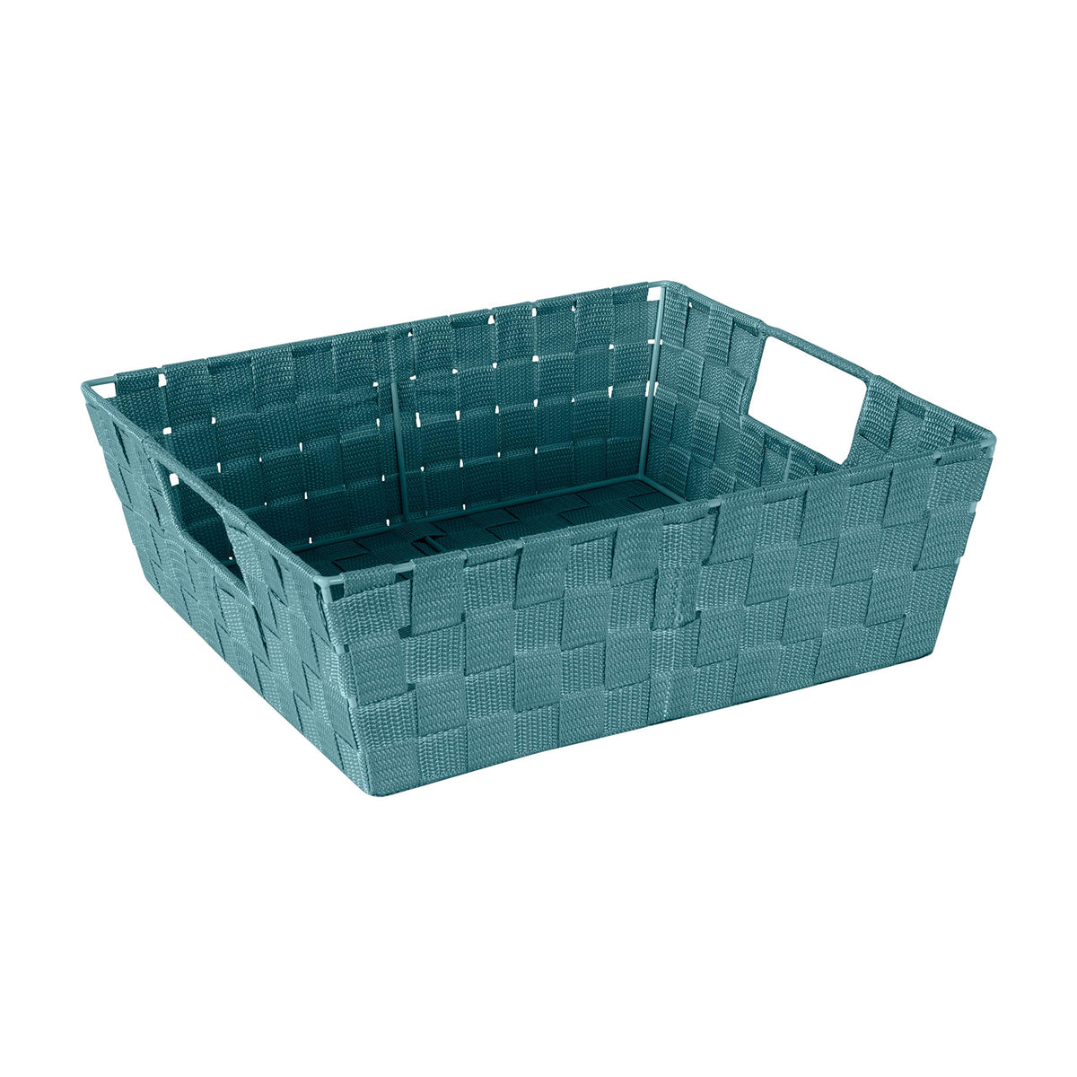 Simplify Medium Woven Strap Tote | Decorative Storage Basket | 2 Handles | Organization | Closet | Bedroom | Bathroom | Nursery | Accessories | Toys | Gifts | 1 Pack | Grey