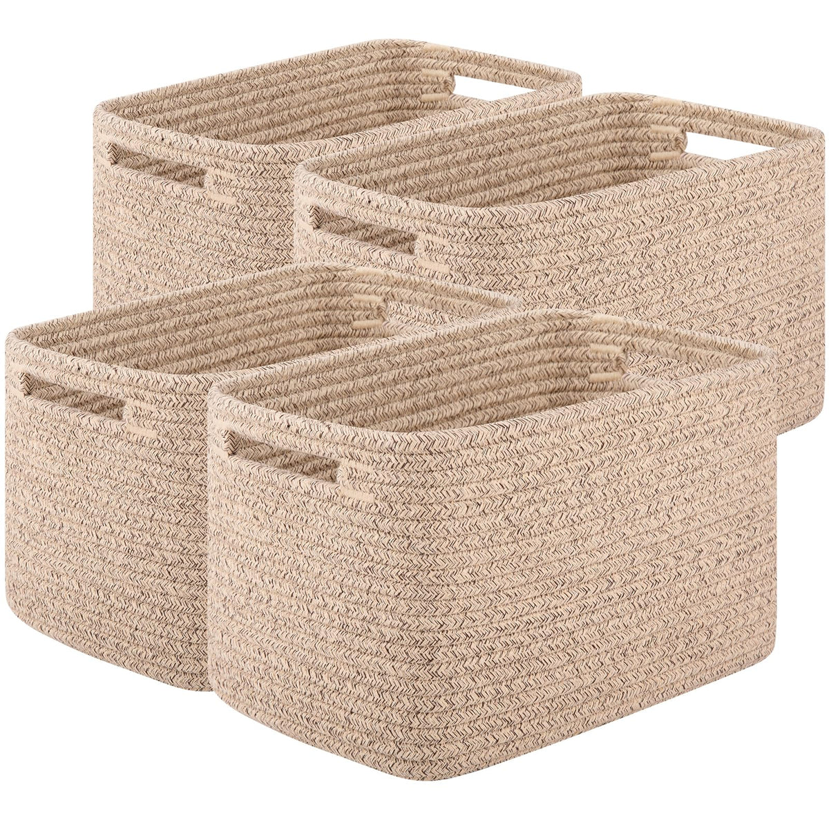 OIAHOMY 4 Pack Storage Baskets for Organizing 15L Cube Storage Bins Brown