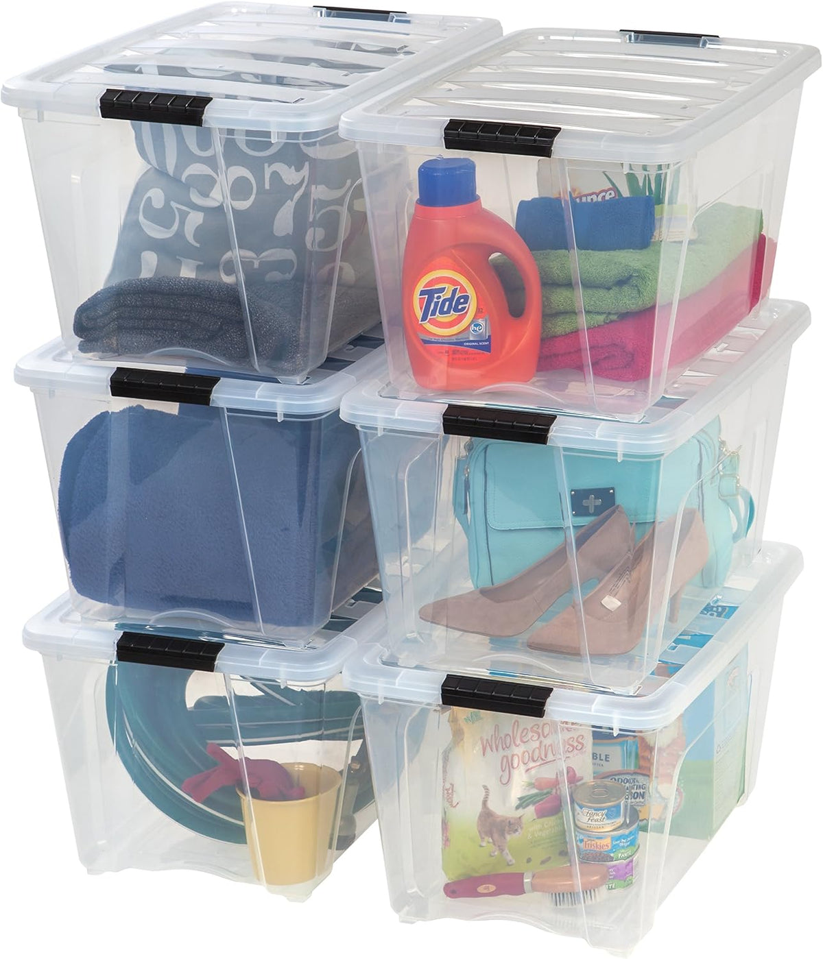 IRIS USA 6-Pack 54 Quart Storage Bins with Lids, Clear