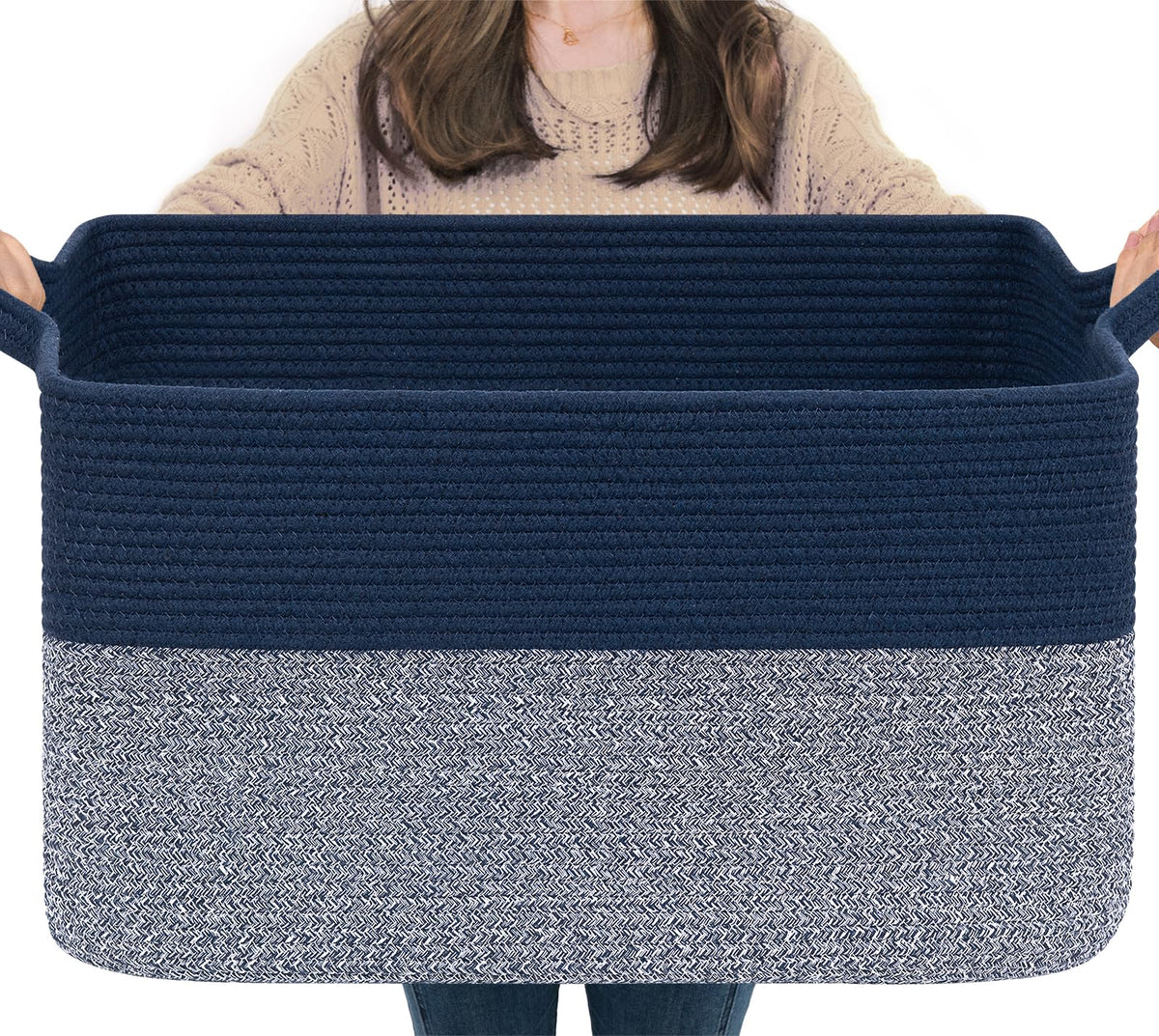 Goodpick Woven Storage Basket for Shelves, 13" x 10" x 9", Black Jute