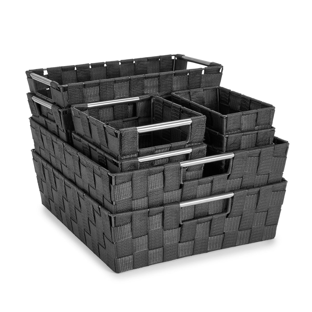 Sorbus Baskets for Organizing, Woven Storage Set (Set of 3, Gray)