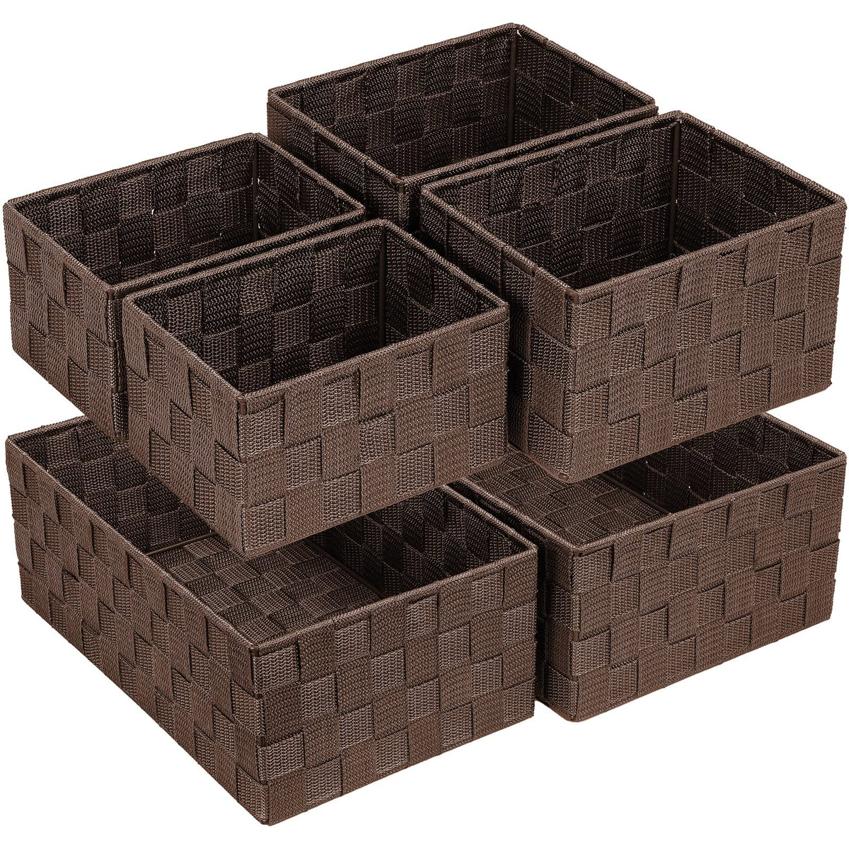 Posprica Small Black Baskets Cube Bin Container Tote,Woven Storage Baskets for Organizing Organizer Divider for Drawer, Closet, Shelf, Dresser, Set of 4
