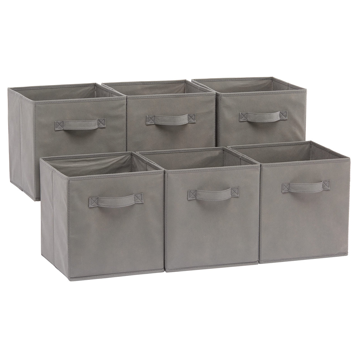 Amazon Basics Collapsible Fabric Storage Bins Organizer with Handles, Sturdy, Foldable, 10.5" x 10.5" x 11", Black, 6-Pack