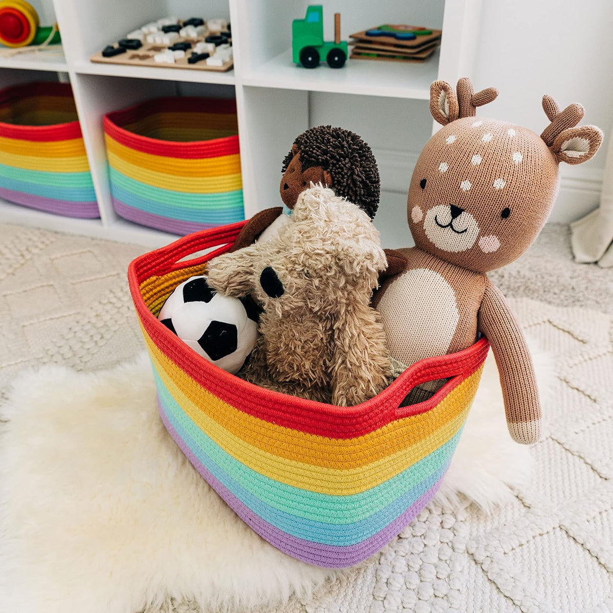 OrganiHaus Rainbow Baskets for Shelves, Set of 3, 15x9x10
