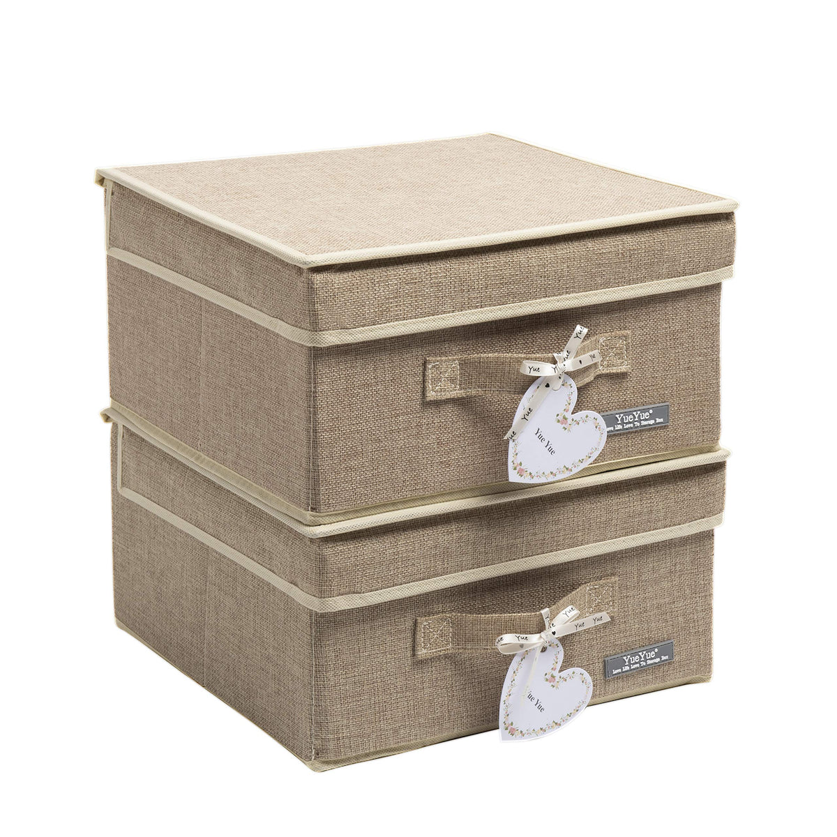 YueYue Cloth Foldable Fabric Bins Box Storage - 2 Pack 12.4 X 12 X 6.7 Inch Storage Bins With Lids Organizer Basket Gray - Bins Storage Shelves Closet Boxes Pack Collapsible