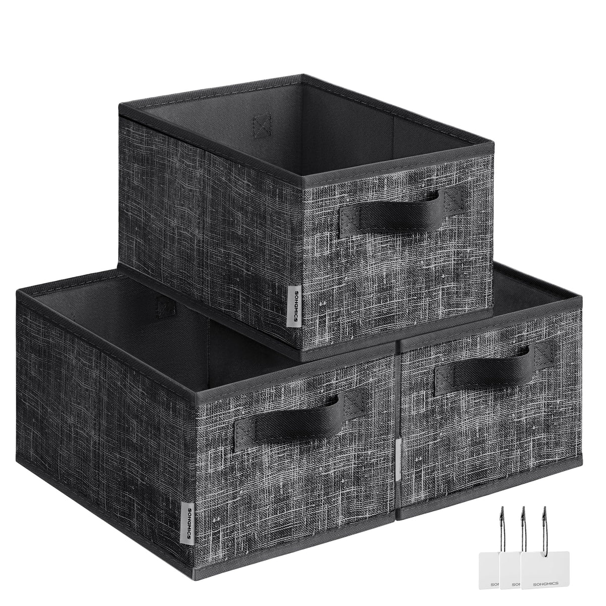 SONGMICS Storage Baskets, Set of 6, Foldable Closet Organizer for Shelves
