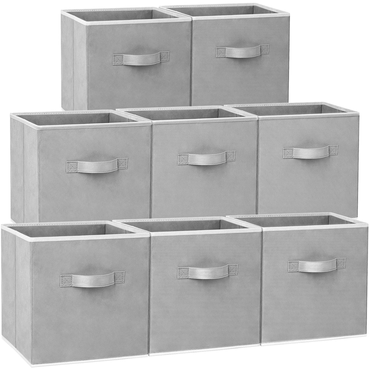 Criusia Storage Cubes - 11 Inch Heavy Duty Fabric Closet Bins for Shelves, Cube Organizer - 8 Pack Collapsible Decorative Storage Bins Baskets for Organizing Clothes Blankets Toys (Grey)